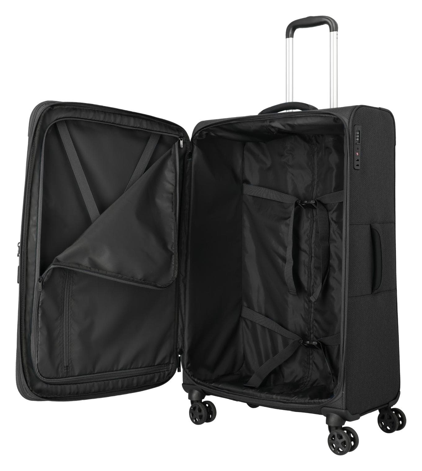 Velký textilní kufr na kolečkách Travelite Kick Off 4w L exp Black 6