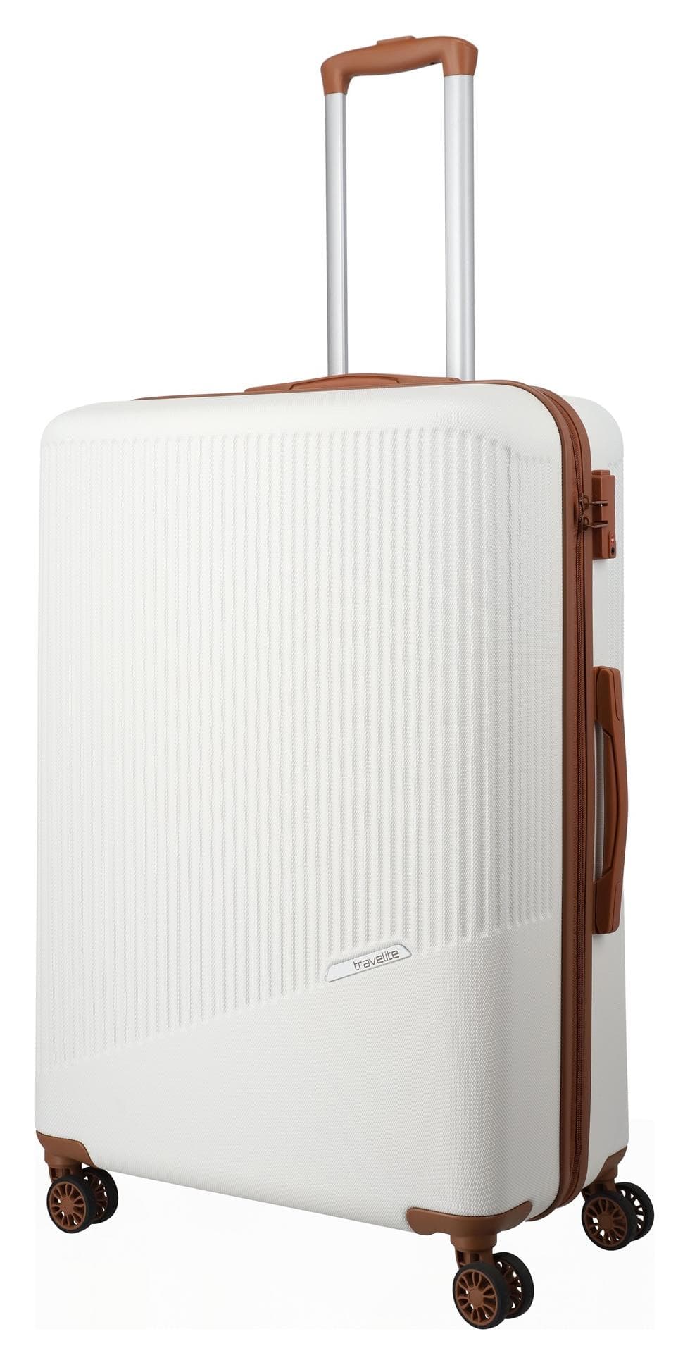 Velký skořepinový kufr na kolečkách Travelite Bali L White/Cognac 2
