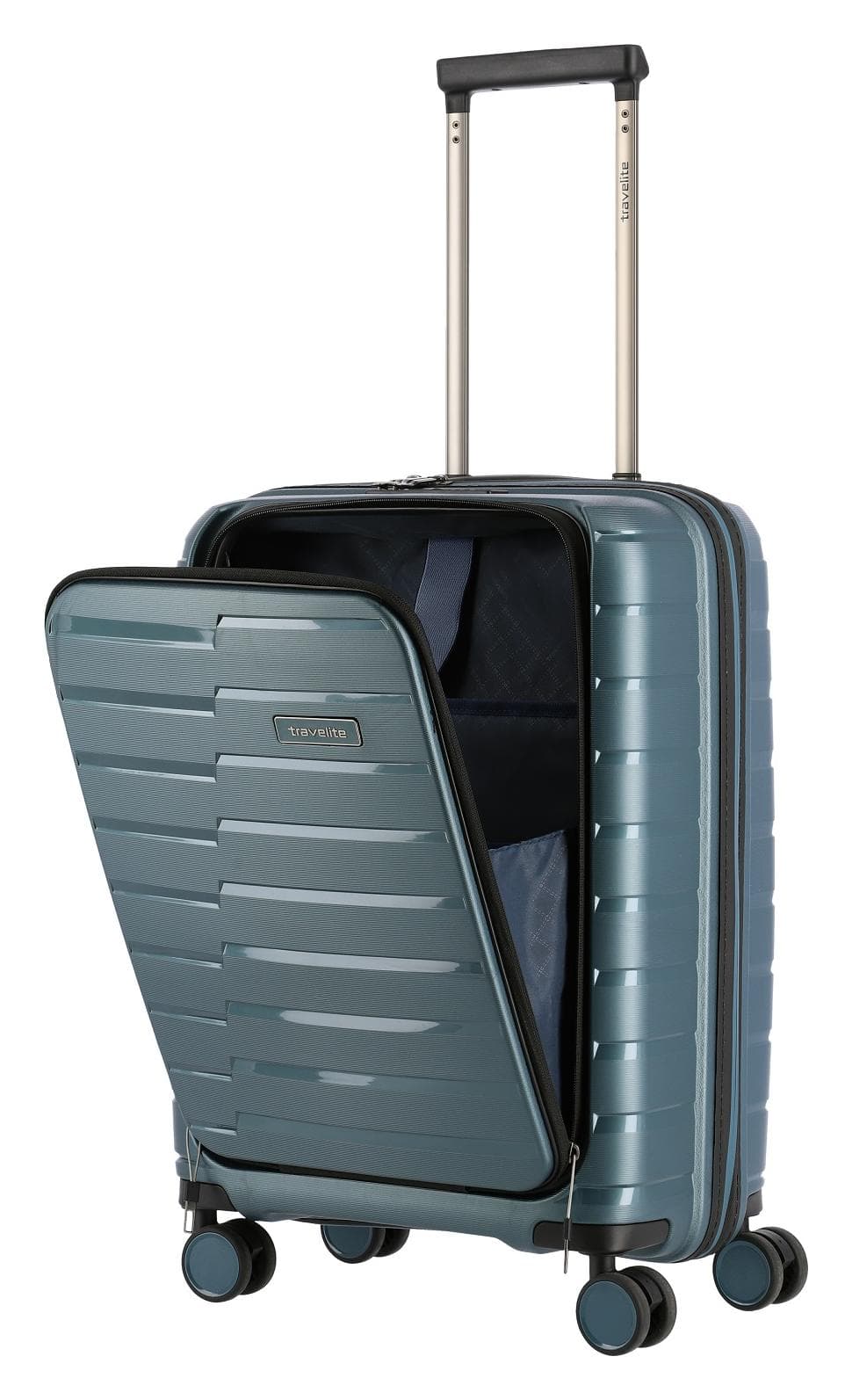Palubní kufr na notebook Travelite Air Base 4w S Front pocket Ice blue 6