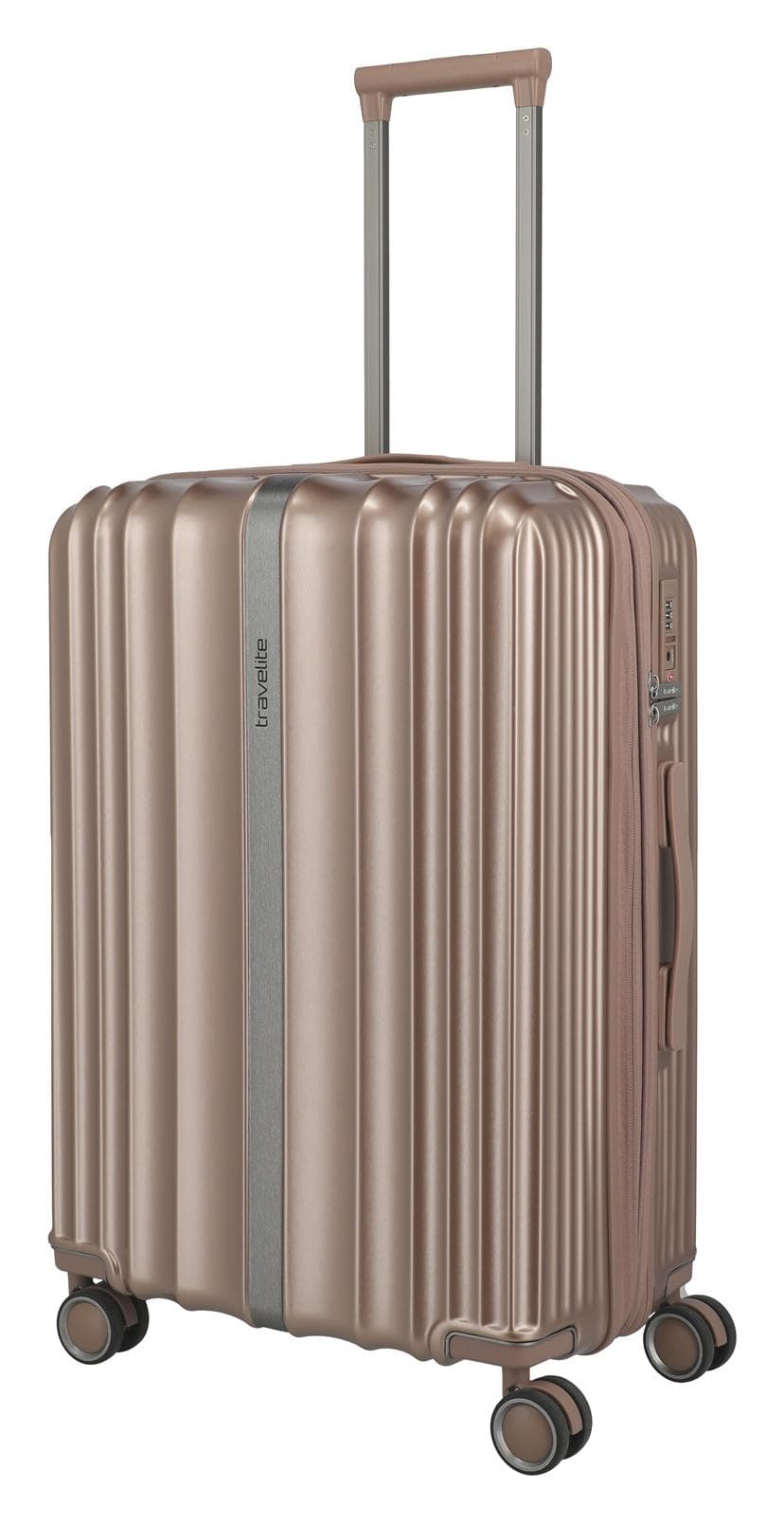 Střední skořepinový kufr na kolečkách Travelite Paros 4w M Cappuccino 2