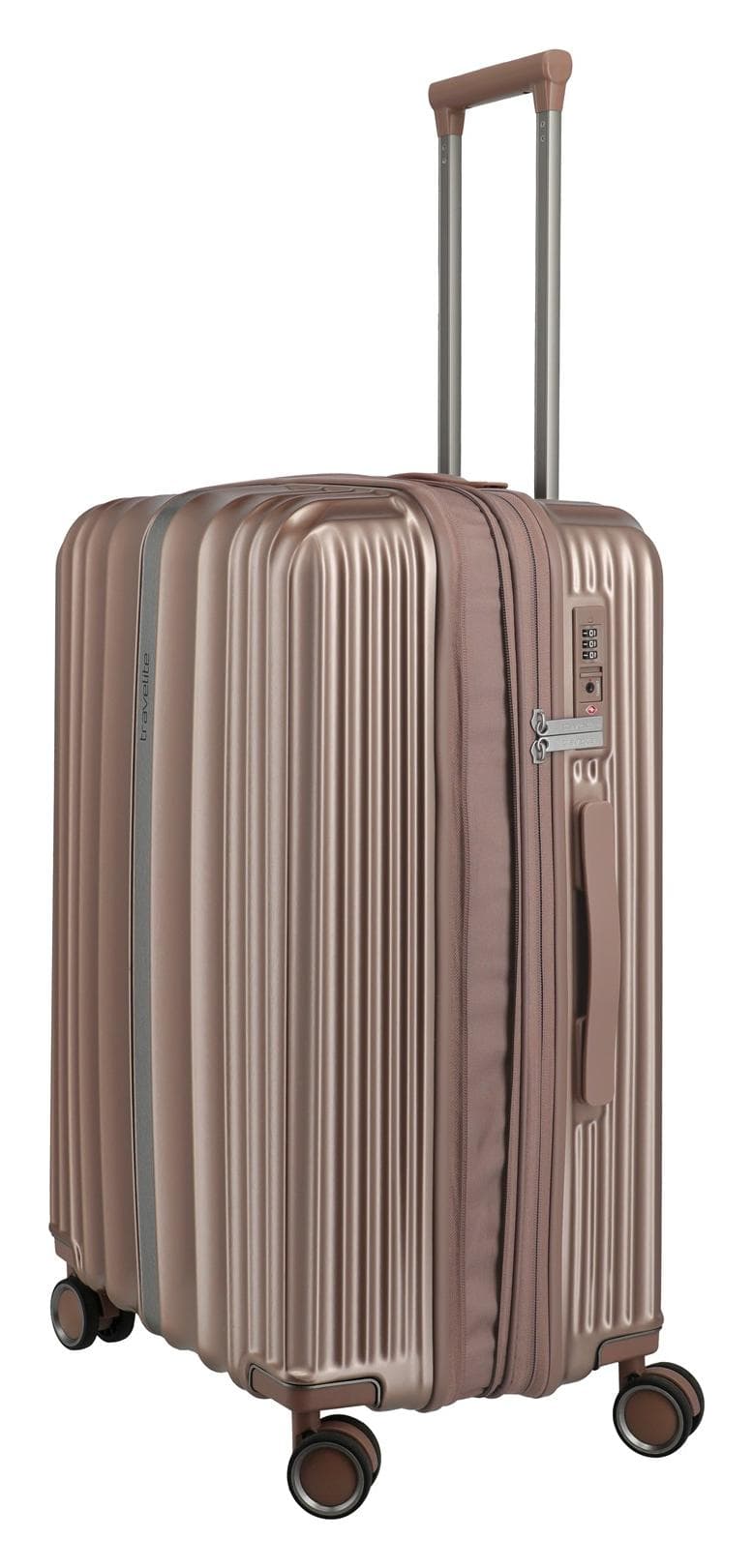 Střední skořepinový kufr na kolečkách Travelite Paros 4w M Cappuccino 6