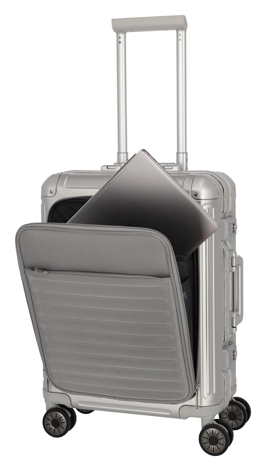 Hliníkový kufr Travelite Next 2.0 S Front pocket Silver 6