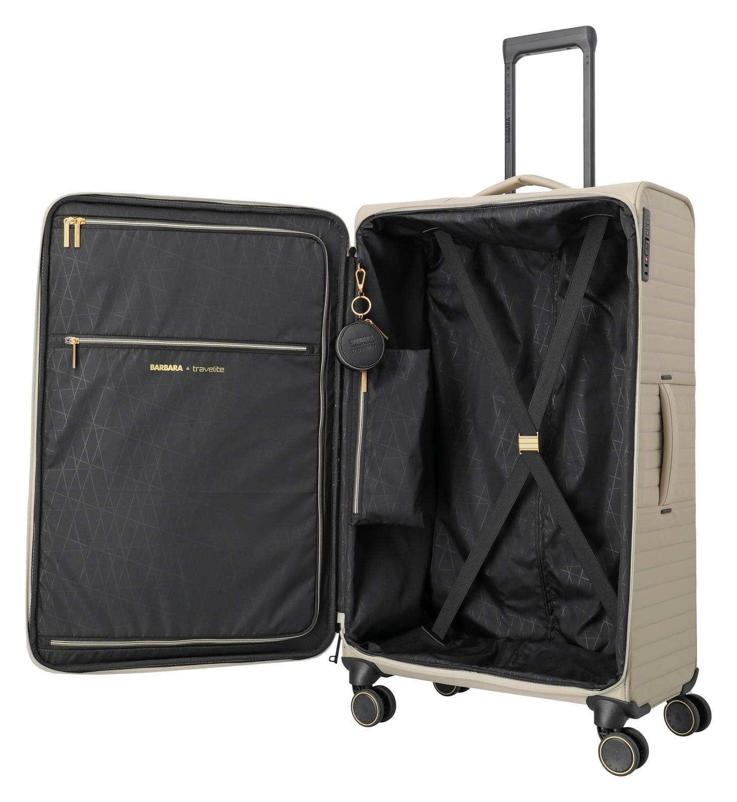 Velký textilní kufr na kolečkách Travelite BARBARA Stepp L Satin nude 6
