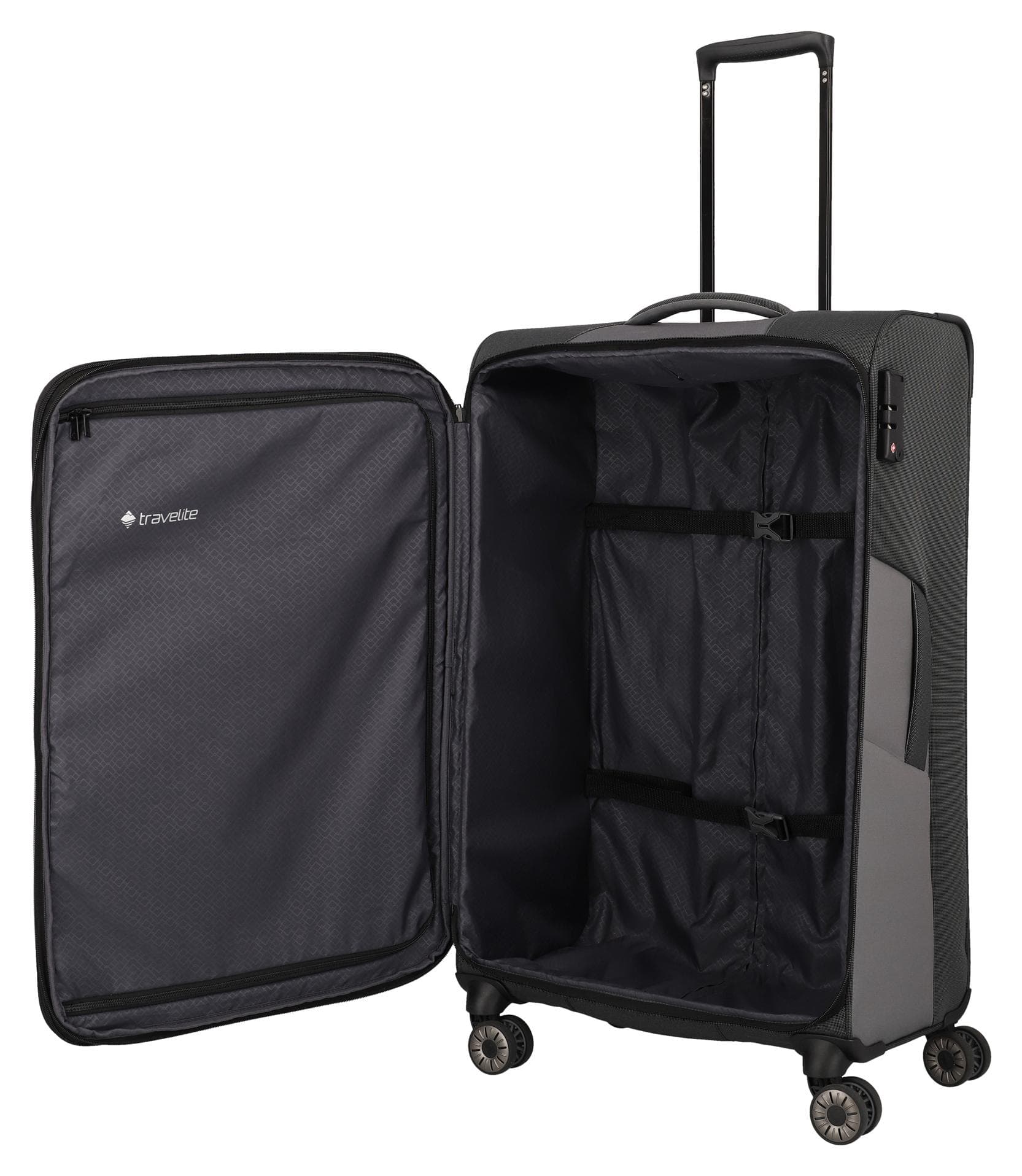 Velký textilní kufr Travelite Viia 4w L Anthracite 6