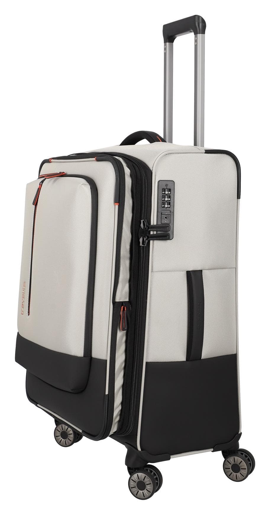 Střední textilní kufr na kolečkách Travelite Crosslite 5.0 M White Sand 6