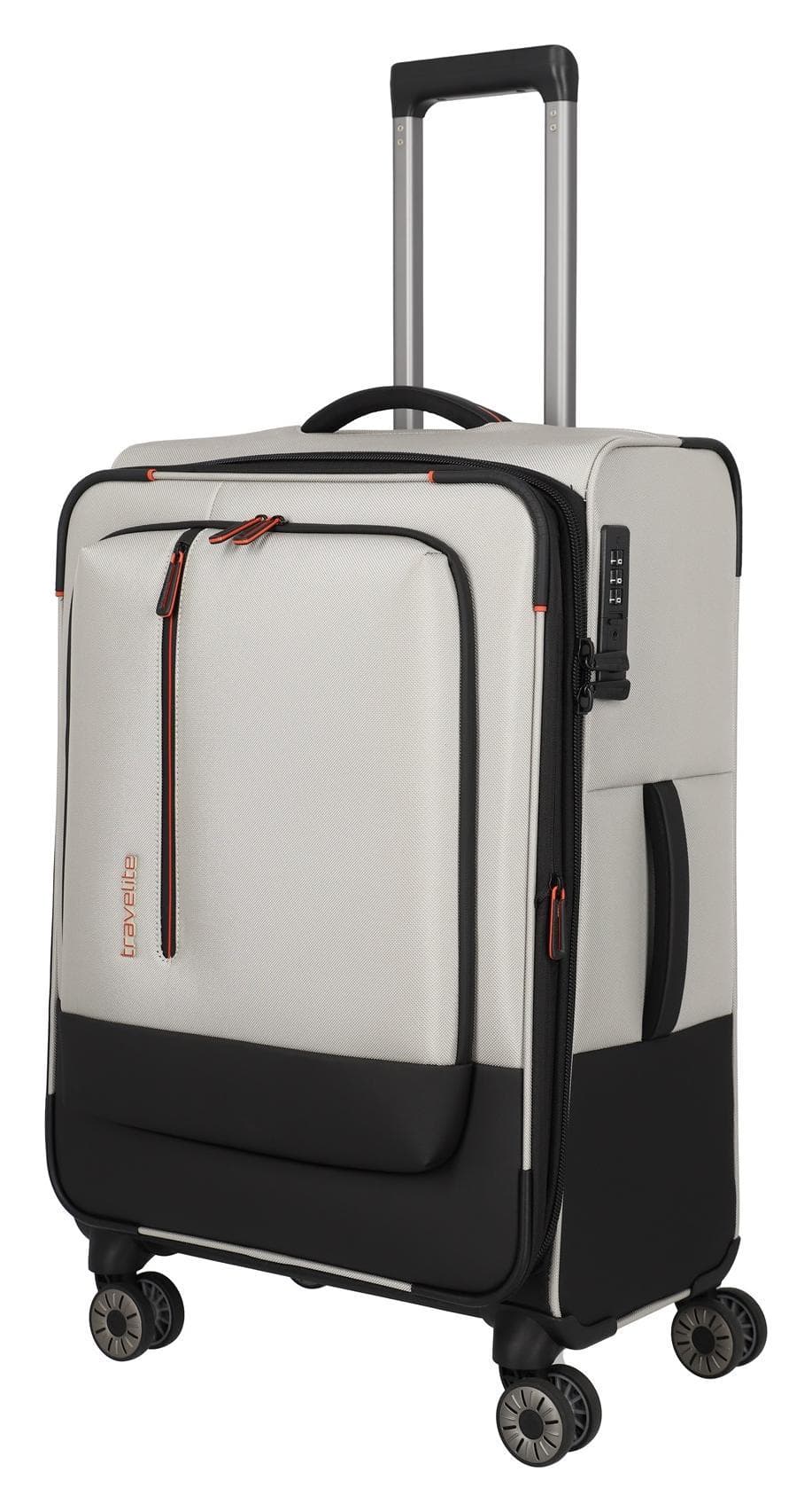 Střední textilní kufr na kolečkách Travelite Crosslite 5.0 M White Sand