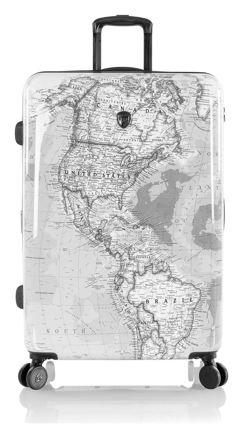 Velký skořepinový kufr na kolečkách Heys Journey 3G L Black/White Map 3