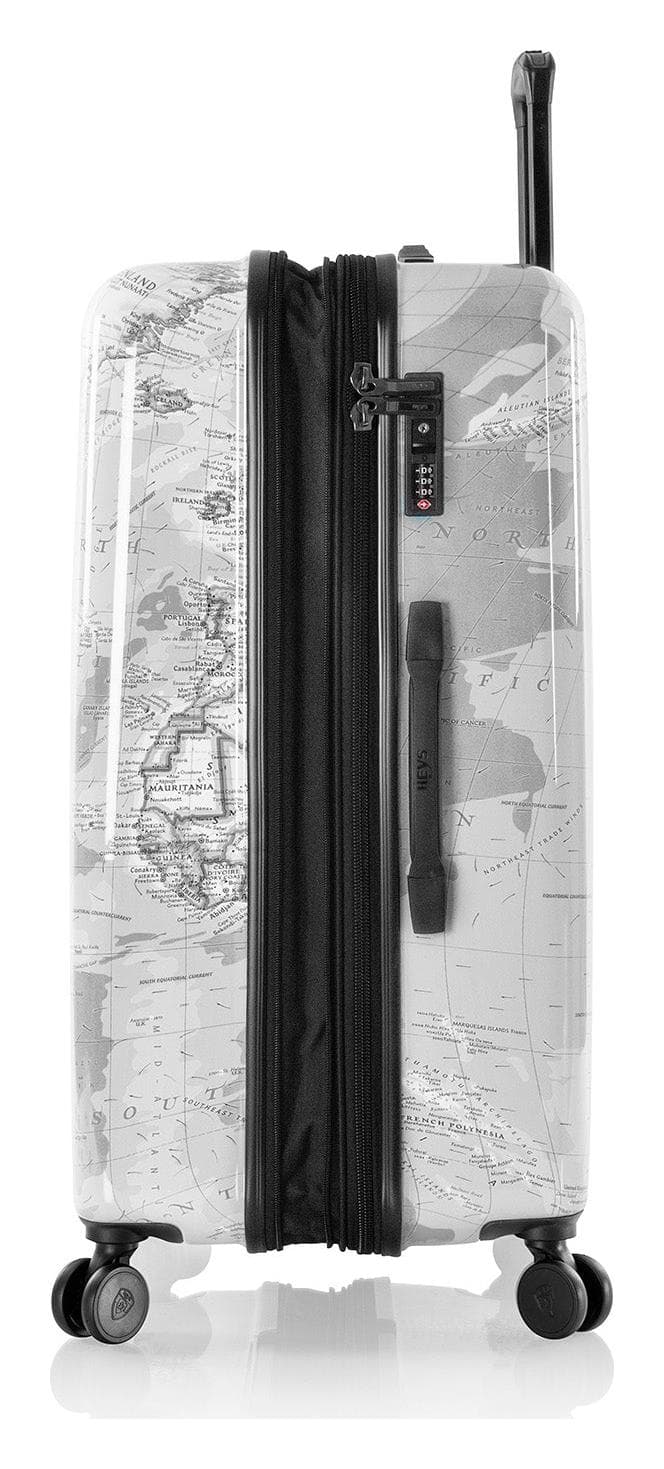 Velký skořepinový kufr na kolečkách Heys Journey 3G L Black/White Map 6