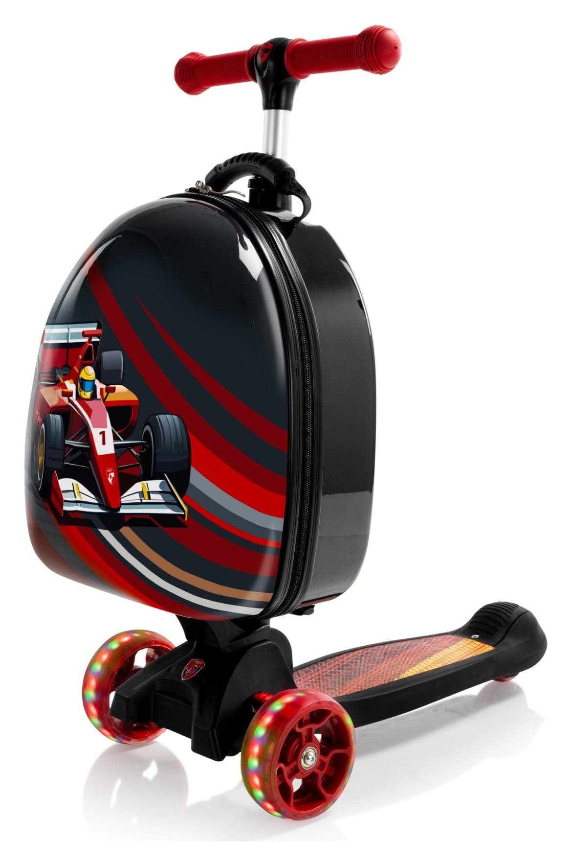 Dětská koloběžka s batohem Heys Turbo Tots Scooter Race Car