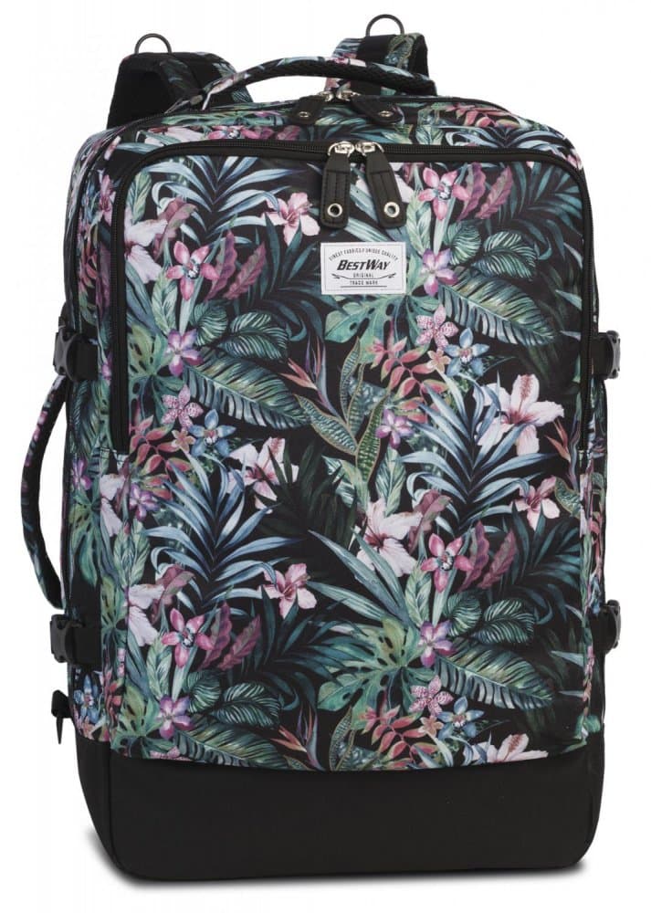 Batoh do letadla 54 x 35 x 20 cm, Bestway Cabin Pro Print 40 l Flowers green 40252-0821