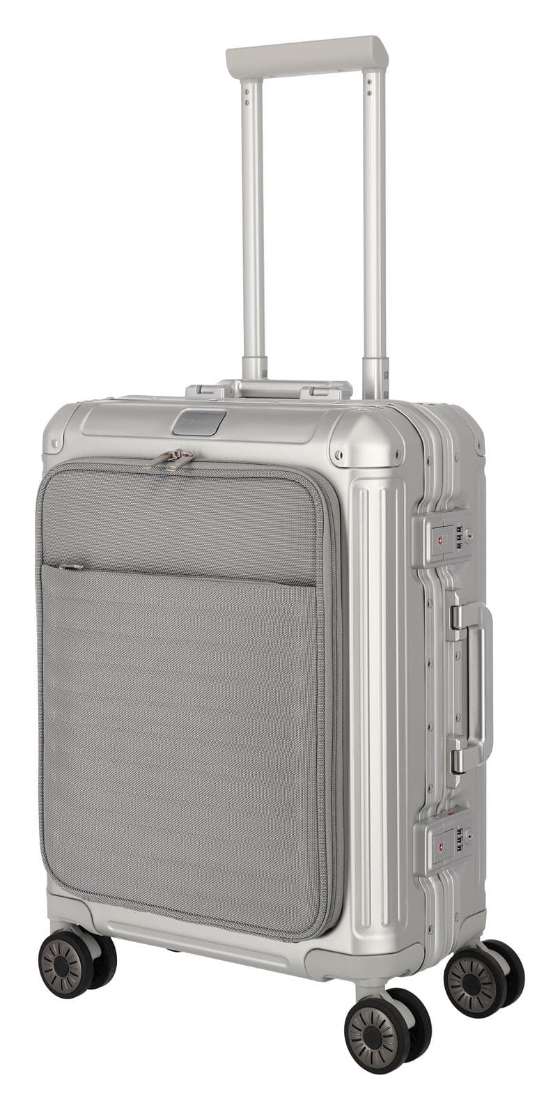 Hliníkový kufr Travelite Next 2.0 S Front pocket Silver